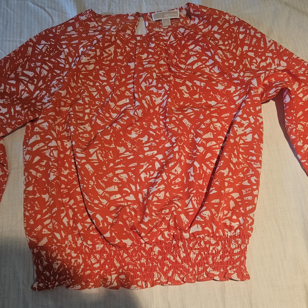 Michael Kors Orange Patterned Top